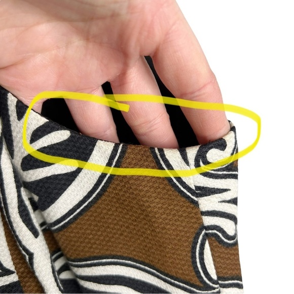 NWT WD.NY Brown Black Leaf Scroll Print Embellished Neckline Sheath Dress - Picture 6 of 15